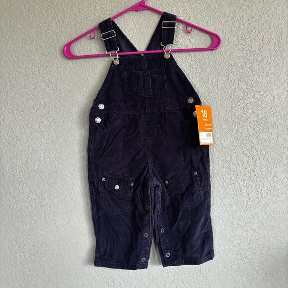 Carter’s Boys 18 Month Corduroy Bibs Navy Blue Overalls NEW - Picture 1 of 7